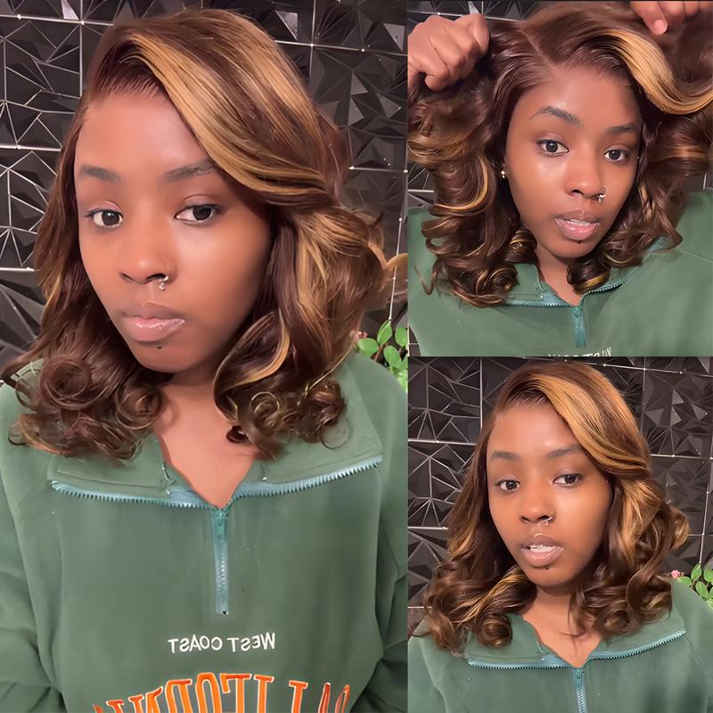 [Upgraded 7x6 Lace] Menglle Hair Glueless Pre Cut Lace 7X6 Bouncy Body Wave Lace Front Wigs Ready To Go Short Bob Human Hair Wigs Side Part Beginner Friendly#springfresh#GiftedInLove