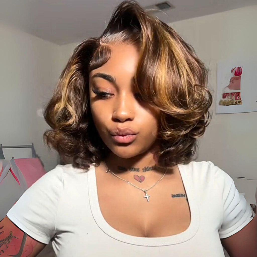 [Free Upgraded 7x6 Side Part] Menglle Hair Honey Blonde Highlight 200% Density 7X6 Lace Front Wig Pre Cut Lace Ready to Go Human Hair Wigs Medium Cap Size#springfresh#GiftedInLove