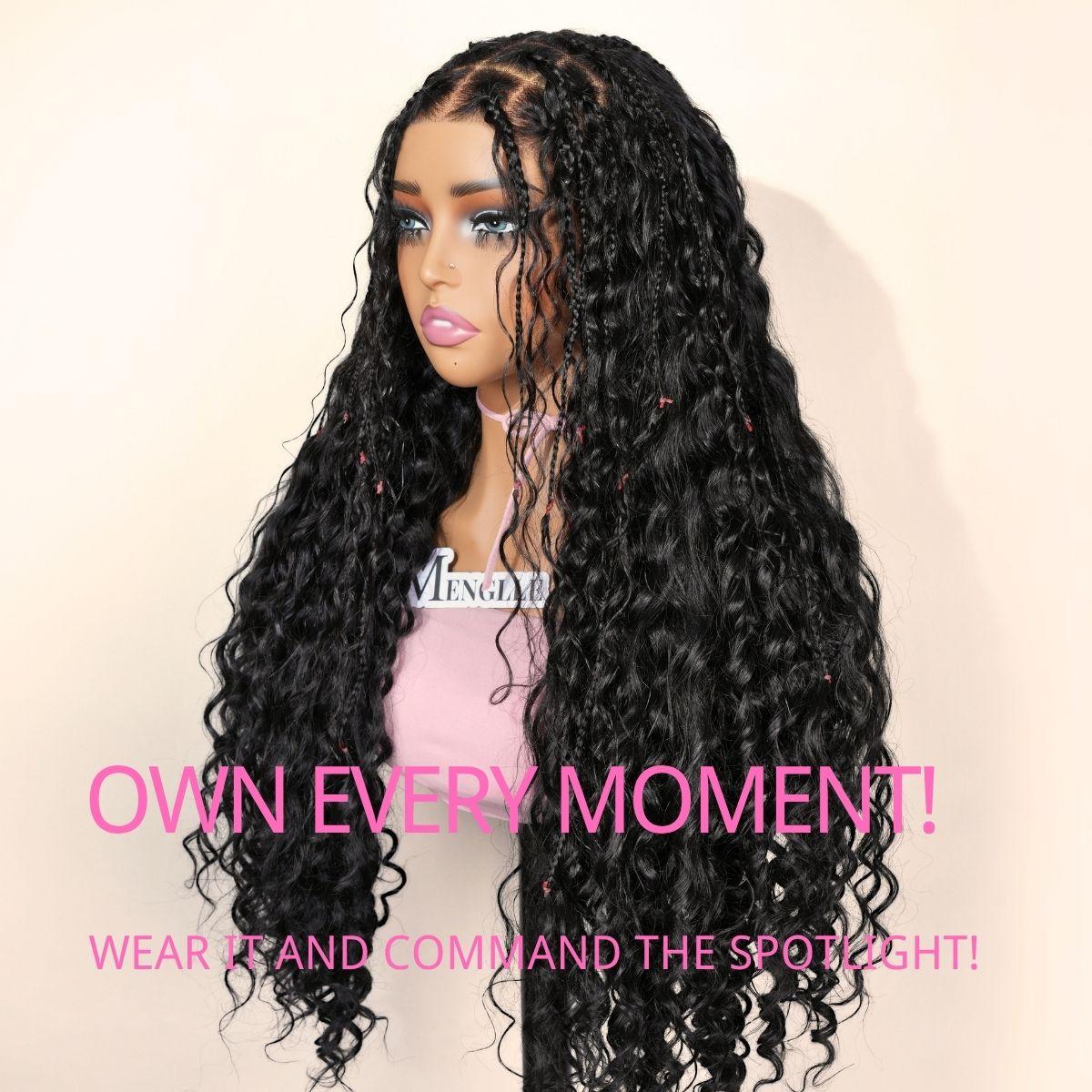 [Pre Braided 7X6 Water Wave] Menglle Pre Styled Boho Curly Wig 7X6 Glueless Ready to Go Box Braided Water Wave Lace Front Human Hair Wig#springfresh#GiftedInLove