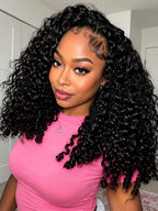 Burmese Curly Half Wig Human Hair Glueless Wear & Go Drawstring Wig with Spiral Curls End 3 In 1 Seamless Flip Over Half Wig 180% Density Beginner Friendly Natural Color Wig for Black Women