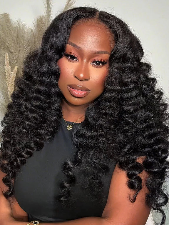 [200% Density] Menglle Loose Wave Pre Wand Curl 13x4 Lace Front Wigs Human Hair Pre Cut Lace Glueless Bounce Wand Curly Wig Natural Hairline Beginner Friendly #springfresh #GiftedInLove