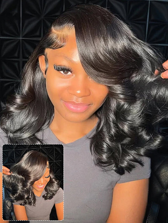 [Upgraded 7x6 Lace] Menglle Hair Glueless Pre Cut Lace 7X6 Bouncy Body Wave Lace Front Wigs Ready To Go Short Bob Human Hair Wigs Side Part Beginner Friendly#springfresh#GiftedInLove