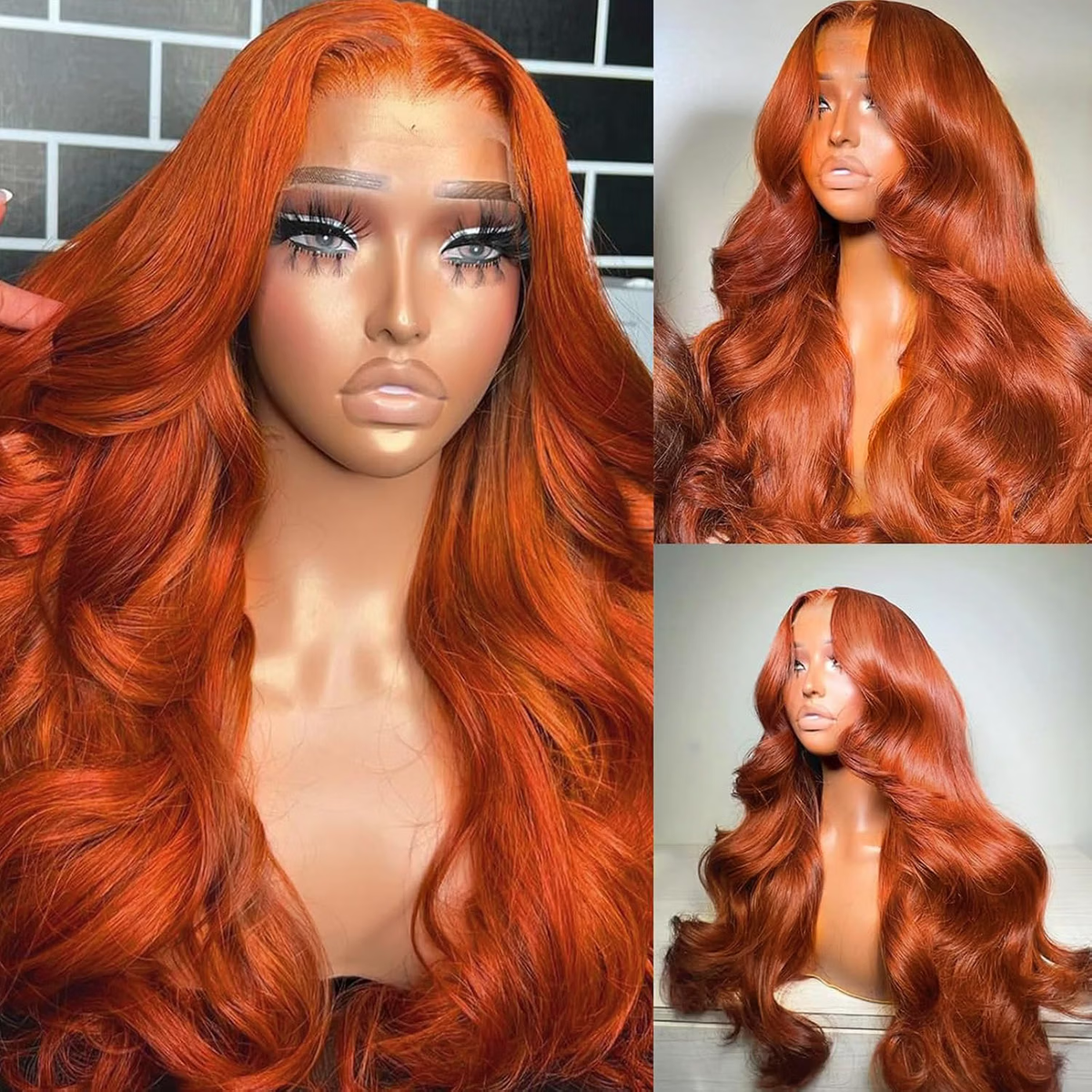 #350 Ginger Orange Wigs Human Hair 13x4 Lace Frontal Body Wave HD Lace Wig Pre Plucked with Natural Hairline 180% Density Colored Wigs for Women
