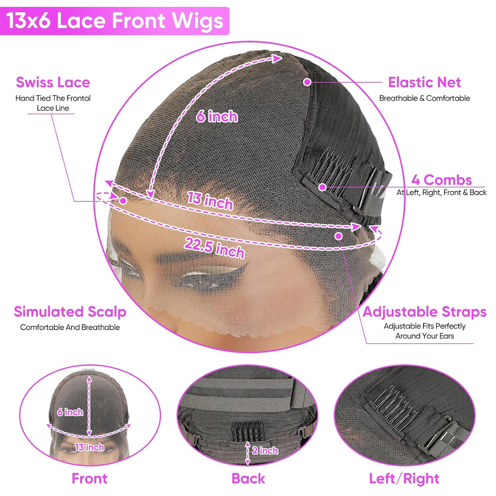 13x6 Body Wave Lace Front Wigs Human Hair 100% Human Hair 13x6 HD Lace Frontal Wigs Pre-Plucked Natural Black Human Hair Wigs for Women 180 Density