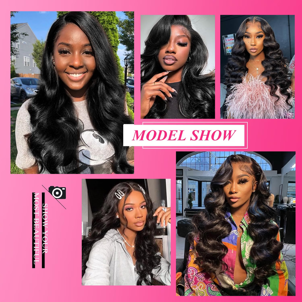 13x6 Body Wave Lace Front Wigs Human Hair 100% Human Hair 13x6 HD Lace Frontal Wigs Pre-Plucked Natural Black Human Hair Wigs for Women 180 Density