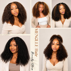 Kinky Curly 4C Baby Hair 7x6 Pre Cut Glueless Lace Closure Wig #4 Brown Color Wear and Go Glueless 180%/250% Density Human Hair Wigs Beginner Friendly
