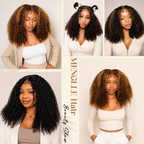 Kinky Curly 4/27 Highlight 4C Baby Hair 7x6 Pre Cut Glueless Lace Closure Wig Honey Blonde Wear and Go Glueless 180% Density Human Hair Wigs Beginner Friendly
