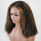 Kinky Curly 4/27 Highlight 4C Baby Hair 7x6 Pre Cut Glueless Lace Closure Wig Honey Blonde Wear and Go Glueless 180% Density Human Hair Wigs Beginner Friendly