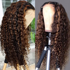 1B/30 Highlight Curly Wave 13x6 Lace Front Wigs Human Hair Pre Plucked with Baby Hair Highlighted Balayage Ombre Wig 100% Human Hair 180% Density