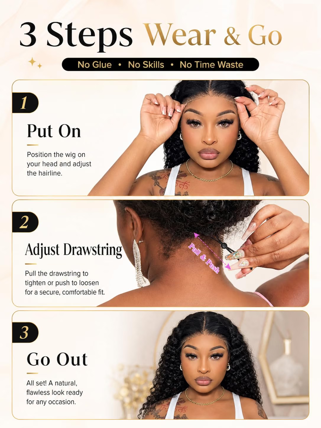 7X5 Burmese Curly Glueless Wig Human Hair Pre Plucked Pre Cut 180% Density Natural Black Drawstring Wig Wear And Go Beginners Friendly Curly Lace Wig