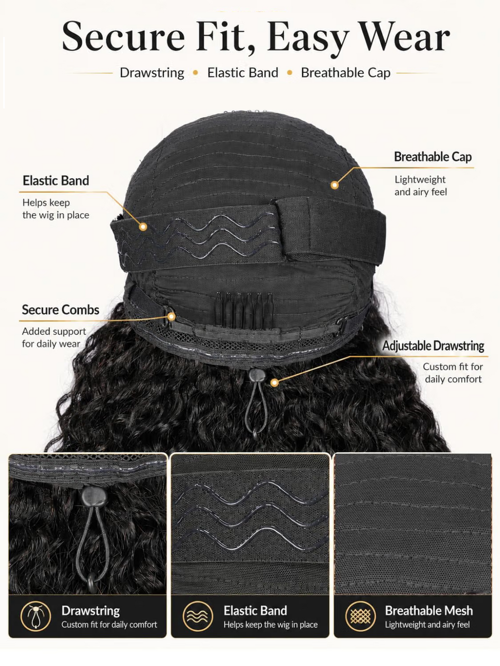 7X5 Burmese Curly Glueless Wig Human Hair Pre Plucked Pre Cut 180% Density Natural Black Drawstring Wig Wear And Go Beginners Friendly Curly Lace Wig