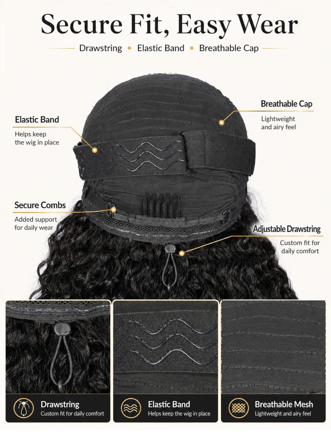 7X5 Burmese Curly Glueless Wig Human Hair Pre Plucked Pre Cut 180% Density Natural Black Drawstring Wig Wear And Go Beginners Friendly Curly Lace Wig