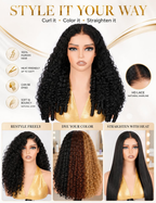 7X5 Burmese Curly Glueless Wig Human Hair Pre Plucked Pre Cut 180% Density Natural Black Drawstring Wig Wear And Go Beginners Friendly Curly Lace Wig