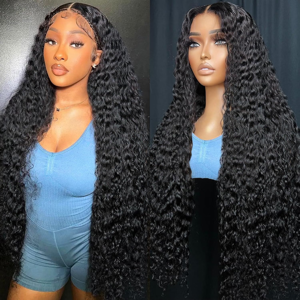 13x6 Water Wave Lace Front Wigs 180% Density Human Hair Wig Pre Plucked Glueless Water WaveHuman Hair Wigs for Black Women Natural Black