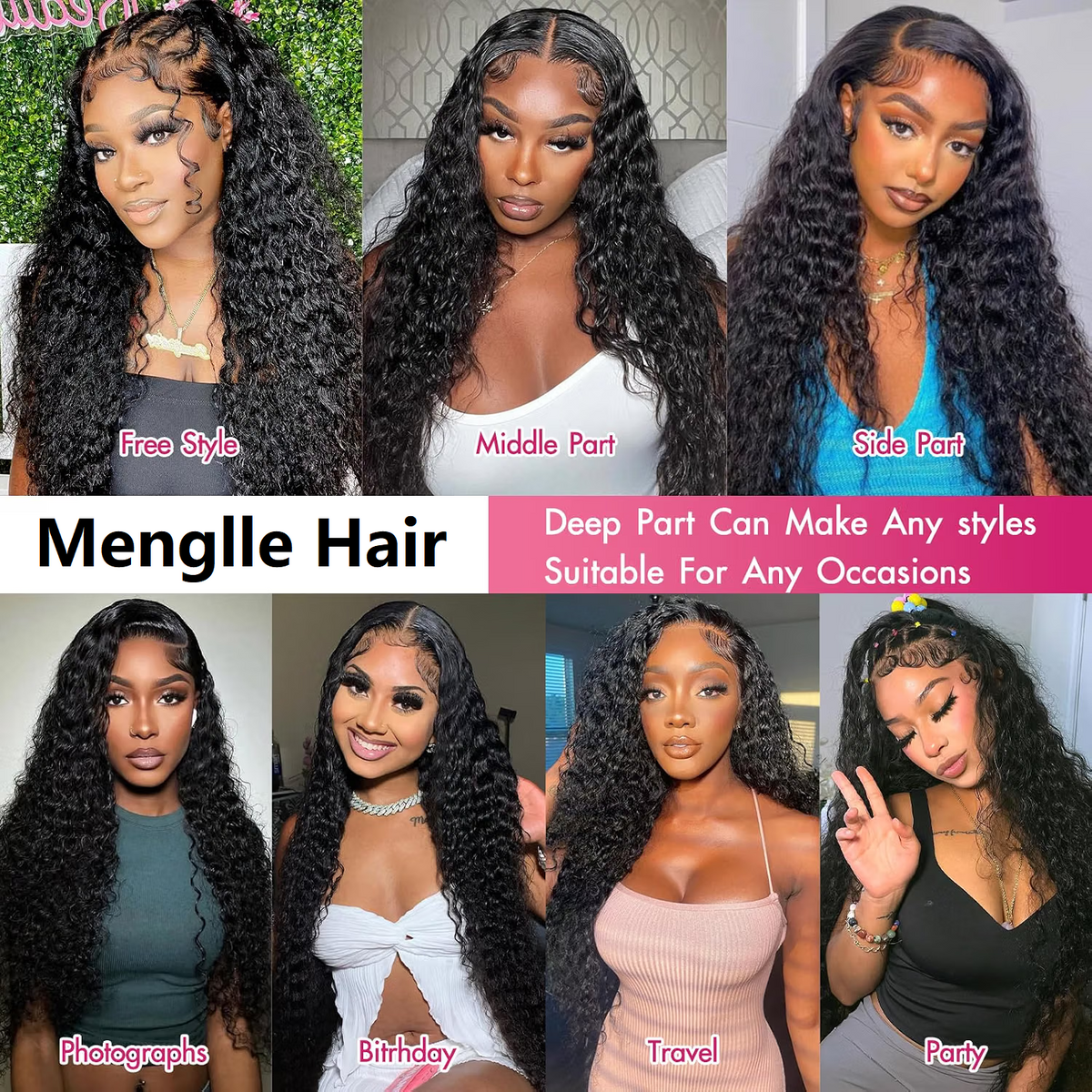 13x6 Water Wave Lace Front Wigs 180% Density Human Hair Wig Pre Plucked Glueless Water WaveHuman Hair Wigs for Black Women Natural Black