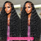 13x6 Water Wave Lace Front Wigs 180% Density Human Hair Wig Pre Plucked Glueless Water WaveHuman Hair Wigs for Black Women Natural Black