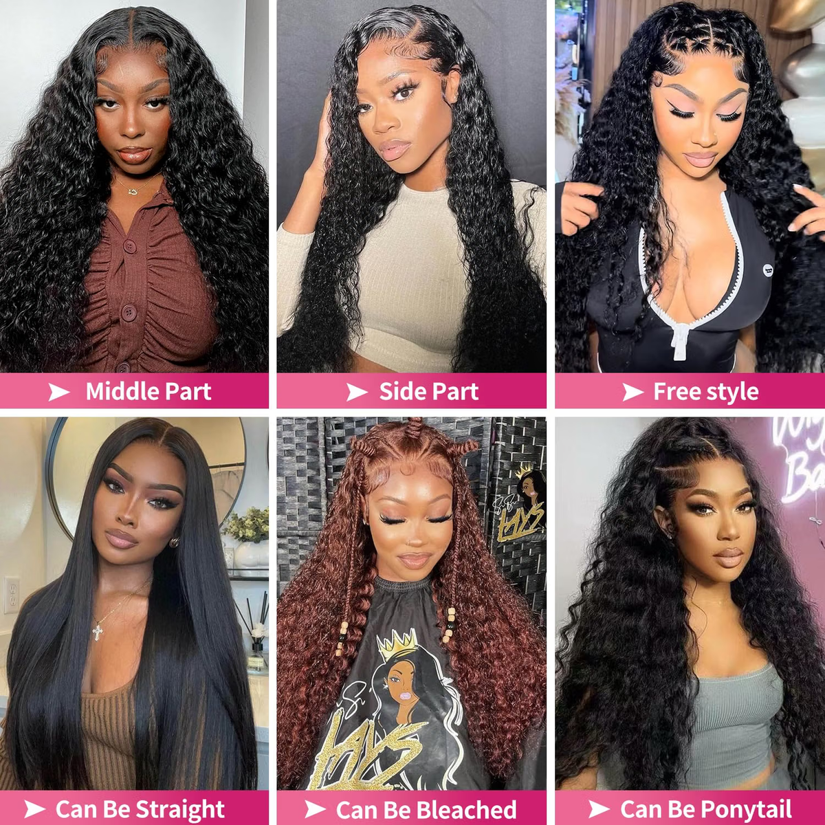 13x6 Water Wave Lace Front Wigs 180% Density Human Hair Wig Pre Plucked Glueless Water WaveHuman Hair Wigs for Black Women Natural Black