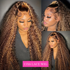 4/27 Highlight Water Wave 13x6 Lace Front Wig Human Hair P4/27 Honey Blonde Wig Human Hair Wet and Wavy HD Transparent Lace Frontal Wigs for Women Pre Plucked