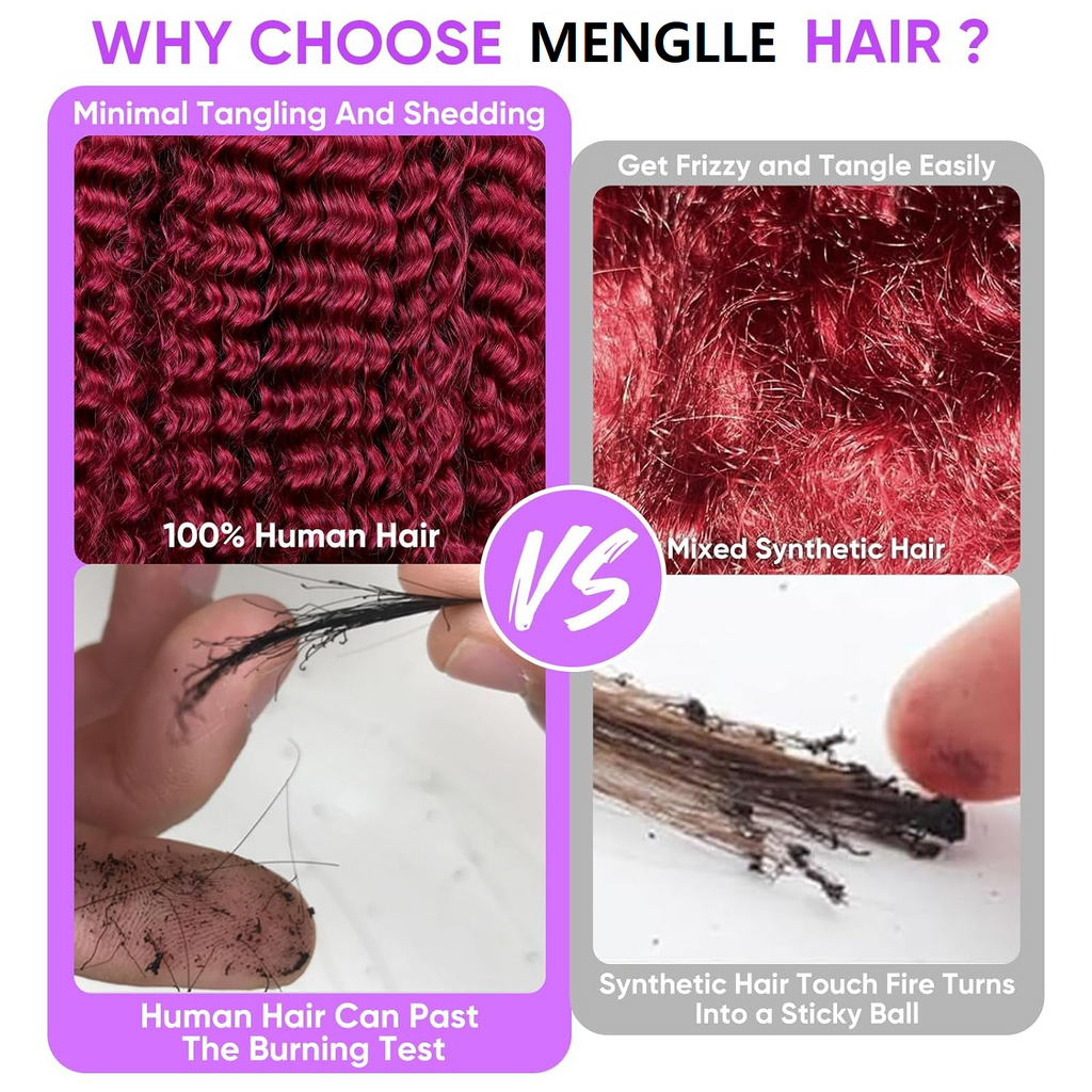Burgundy #99J 13x6 Water Wave Lace Front Wigs Human Hair Pre-Plucked Glueless Colored Water Wave Human Hair Frontal Wigs for Women