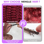Burgundy #99J 13x6 Water Wave Lace Front Wigs Human Hair Pre-Plucked Glueless Colored Water Wave Human Hair Frontal Wigs for Women