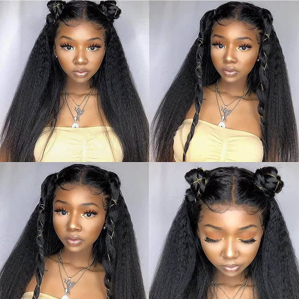 Kinky Straight/ Yaki Straight  13x6 Lace Front Wigs Human Hair Pre Plucked With Baby Hairs 180% Density 13x6 Transparent HD Glueless Lace Wig Human Hair Wigs For Women