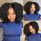[Burmese Jerry Twist Out Glueless Wig] Menglle Glueless Wear Go 7x6 Burmese Jerry Curly Twist Out Human Hair Wig 220% Density Pre-Defined Curls Bounce Ends And Layered Twist-Out Design Beginner Friendly Wig Natural Black Color