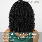 [Burmese Jerry Twist Out Glueless Wig] Menglle Glueless Wear Go 7x6 Burmese Jerry Curly Twist Out Human Hair Wig 220% Density Pre-Defined Curls Bounce Ends And Layered Twist-Out Design Beginner Friendly Wig Natural Black Color