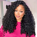 Burmese Curly Half Wig Human Hair Glueless Wear & Go Drawstring Wig with Spiral Curls End 3 In 1 Seamless Flip Over Half Wig 180% Density Beginner Friendly Natural Color Wig for Black Women