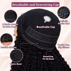 Burmese Curly Half Wig Human Hair Glueless Wear & Go Drawstring Wig with Spiral Curls End 3 In 1 Seamless Flip Over Half Wig 180% Density Beginner Friendly Natural Color Wig for Black Women