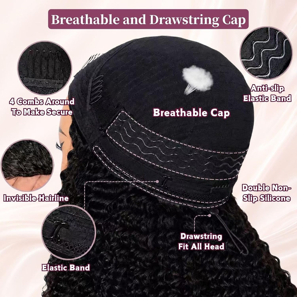 Burmese Curly Half Wig Human Hair Glueless Wear & Go Drawstring Wig with Spiral Curls End 3 In 1 Seamless Flip Over Half Wig 180% Density Beginner Friendly Natural Color Wig for Black Women