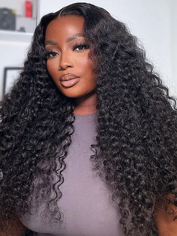 Comfort Wig 200% Density Deep Wave Glueless 7x6 Closure HD Lace Human Hair Wig Pre-Cut Lace