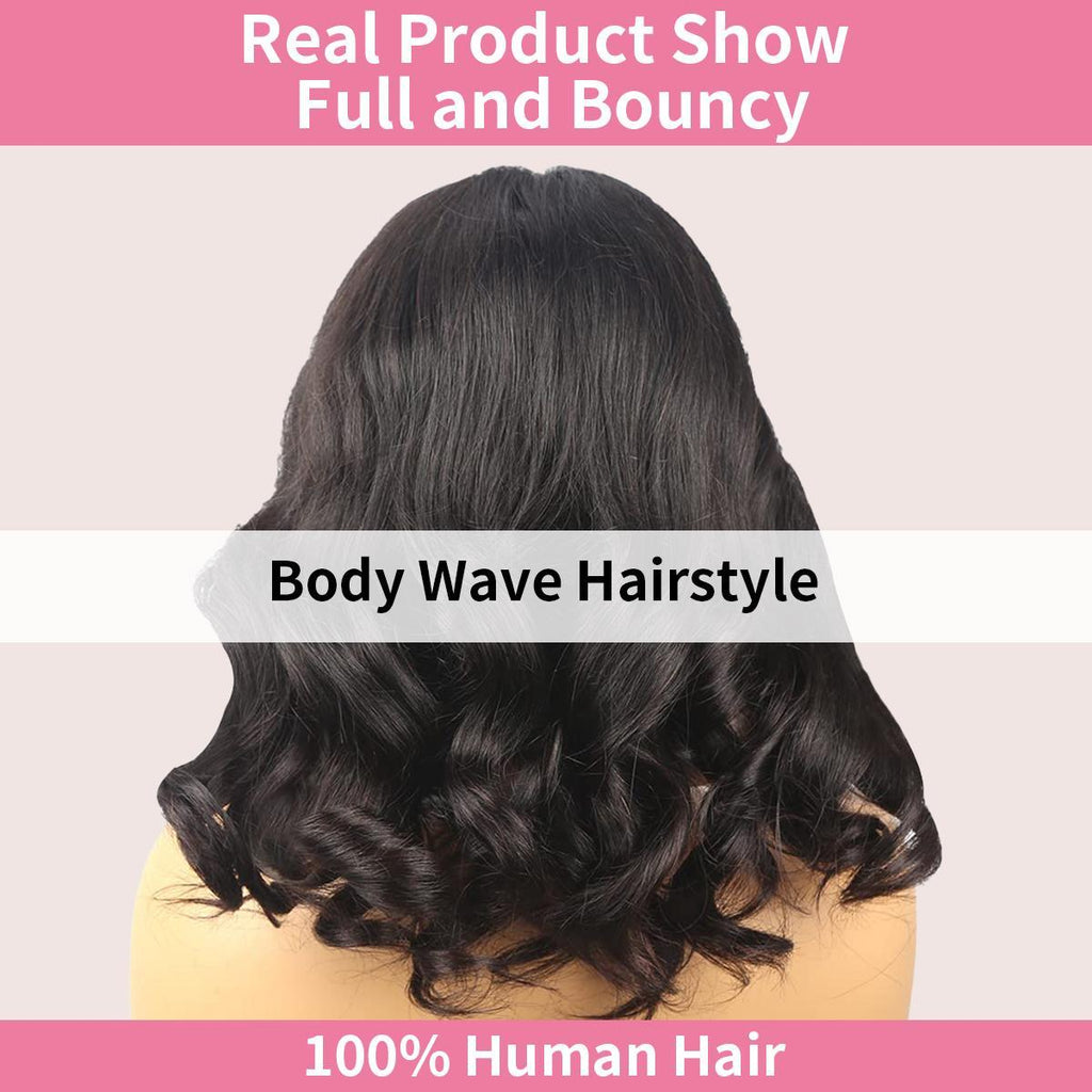 [Upgraded 7x6 Lace] Menglle Hair Glueless Pre Cut Lace 7X6 Bouncy Body Wave Lace Front Wigs Ready To Go Short Bob Human Hair Wigs Side Part Beginner Friendly#springfresh#GiftedInLove