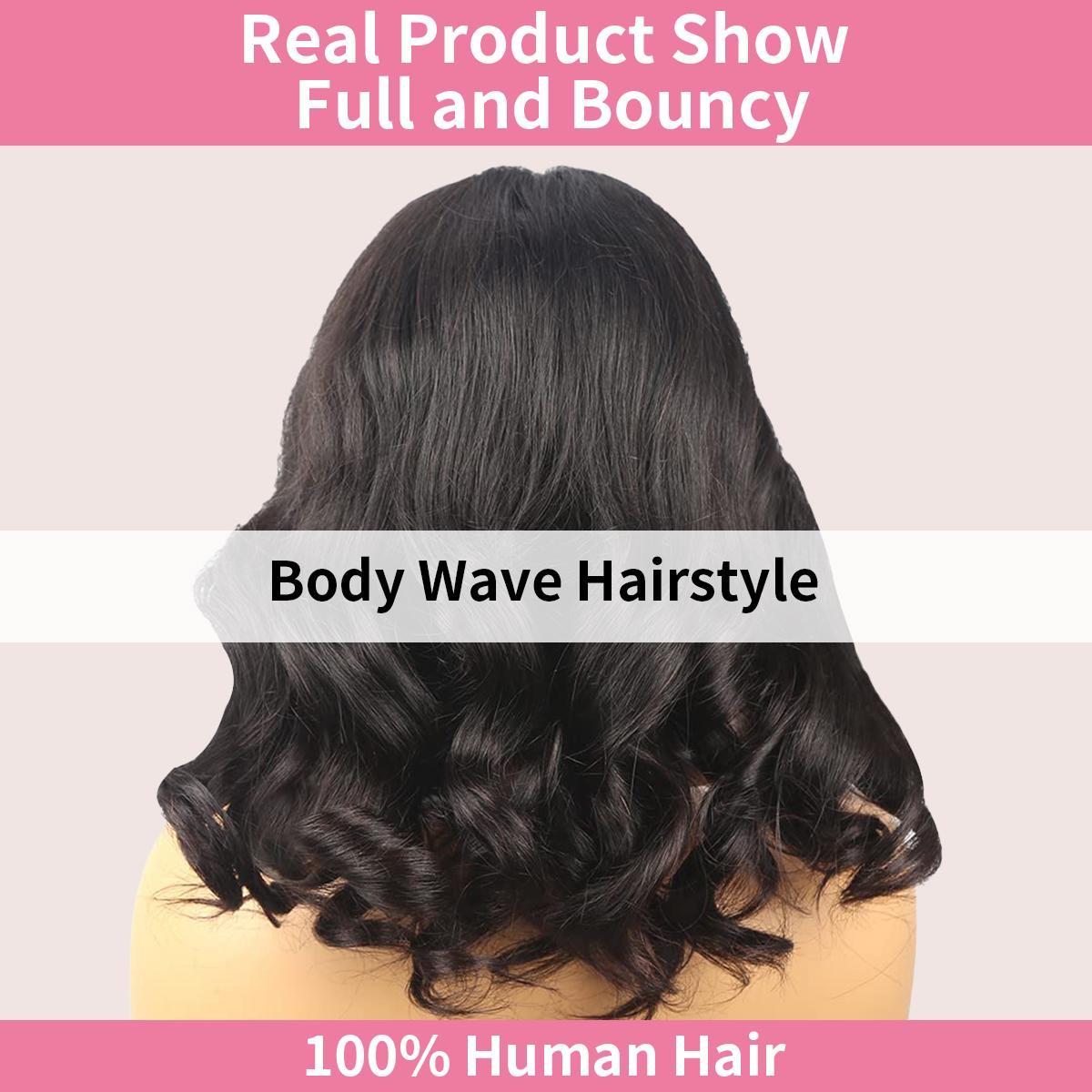 [Upgraded 7x6 Lace] Menglle Hair Glueless Pre Cut Lace 7X6 Bouncy Body Wave Lace Front Wigs Ready To Go Short Bob Human Hair Wigs Side Part Beginner Friendly#springfresh#GiftedInLove