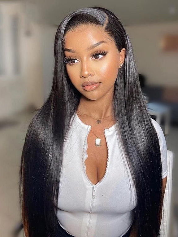 Menglle Hair Side Part Straight 13X4 Lace Front Wig With Baby Hair Pre Everything Glueless Quick Wear Human Hair Wigs 200% Density Natural Color#springfresh#GiftedInLove