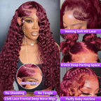 99J Burgundy Wig Human Hair 13x6 Deep Wave Lace Front Wigs Human Hair Pre-Plucked 99J Wine Red Colored Curly Human Hair Lace Frontal Wigs for Women