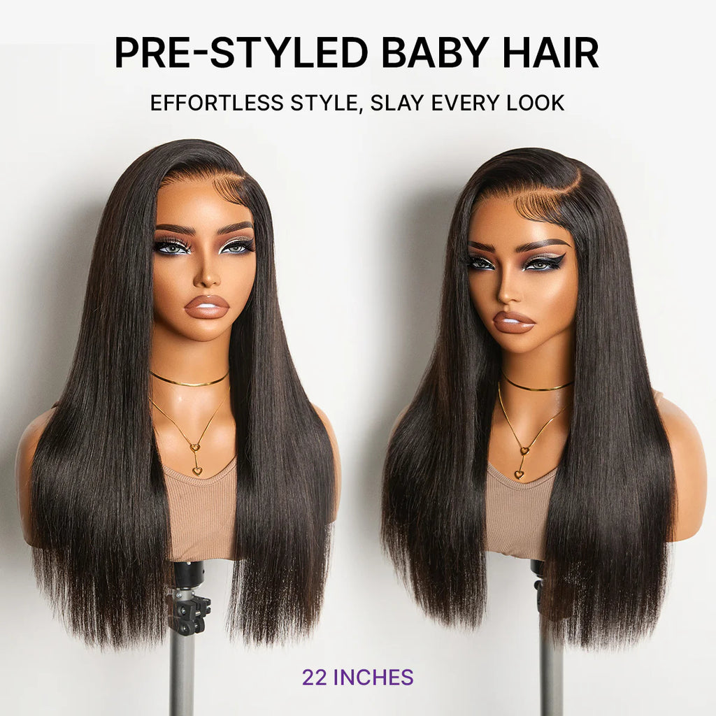 Menglle Hair Side Part Straight 13X4 Lace Front Wig With Baby Hair Pre Everything Glueless Quick Wear Human Hair Wigs 200% Density Natural Color#springfresh#GiftedInLove