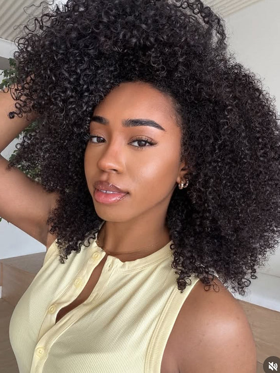 [Free Upgraded 7x6 Lace] MENGLLE 4C Baby Hair Kinky Curly 7x6 Pre Cut Lace Front Wig Wear and Go Glueless 180%/250% Density Human Hair Wigs Beginner Friendly