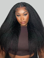 Kinky Straight/ Yaki Straight  13x6 Lace Front Wigs Human Hair Pre Plucked With Baby Hairs 180% Density 13x6 Transparent HD Glueless Lace Wig Human Hair Wigs For Women