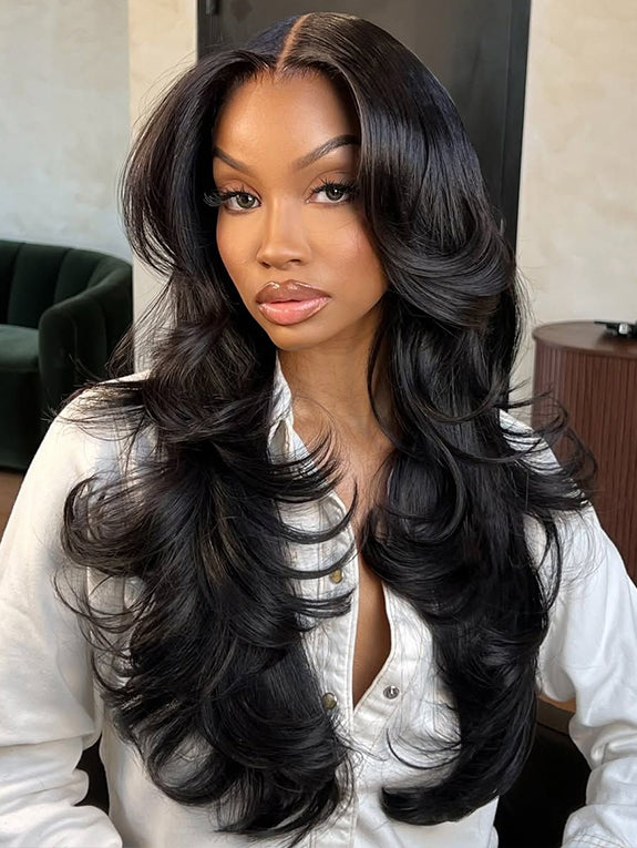 13x6 Body Wave Lace Front Wigs Human Hair 100% Human Hair 13x6 HD Lace Frontal Wigs Pre-Plucked Natural Black Human Hair Wigs for Women 180 Density
