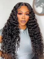 13x6 Water Wave Lace Front Wigs 180% Density Human Hair Wig Pre Plucked Glueless Water WaveHuman Hair Wigs for Black Women Natural Black