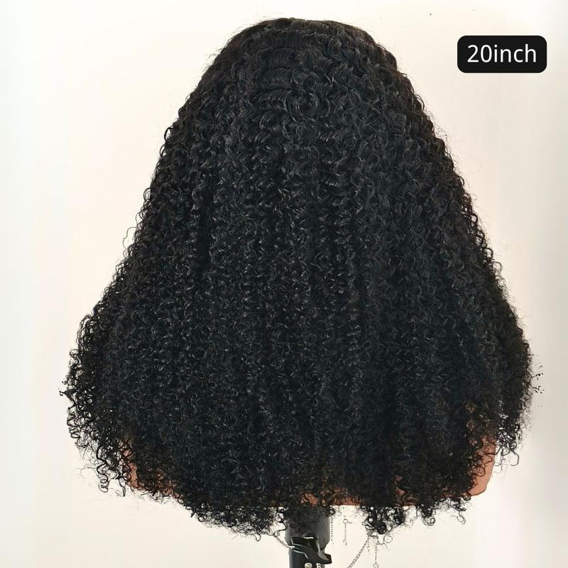 [Free Upgraded 7x6 Lace] MENGLLE 4C Baby Hair Kinky Curly 7x6 Pre Cut Lace Front Wig Wear and Go Glueless 200%/250% Density Human Hair Wigs Beginner Friendly