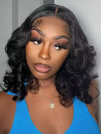 Menglle Hair 220% Density Bouncy Wave Blow Out 7x6 Pre-Cut Lace Closure Wig Spiral Curl Glue-On Human Hair Glueless Wigs With Middle Part 90s Style