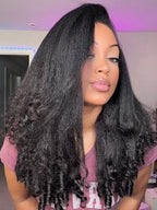 Menglle 250% Density Yaki Straight With Spiral Curl 13x4 Lace Front Wig Pre Cut Lace Glueless Ready to Wear Human Hair Wigs#Outdoorfun