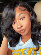 [Upgraded 7x6 Lace] Menglle Hair Glueless Pre Cut Lace 7X6 Bouncy Body Wave Lace Front Wigs Ready To Go Short Bob Human Hair Wigs Side Part Beginner Friendly#springfresh#GiftedInLove