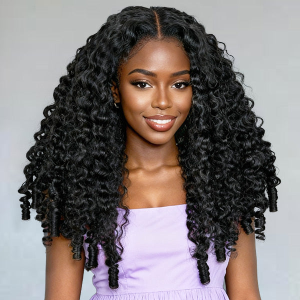 Burmese Curly Glueless Wig Bleached Knots 13x4 HD Lace Front Glueless Wig With Flexible Fit Drawstring