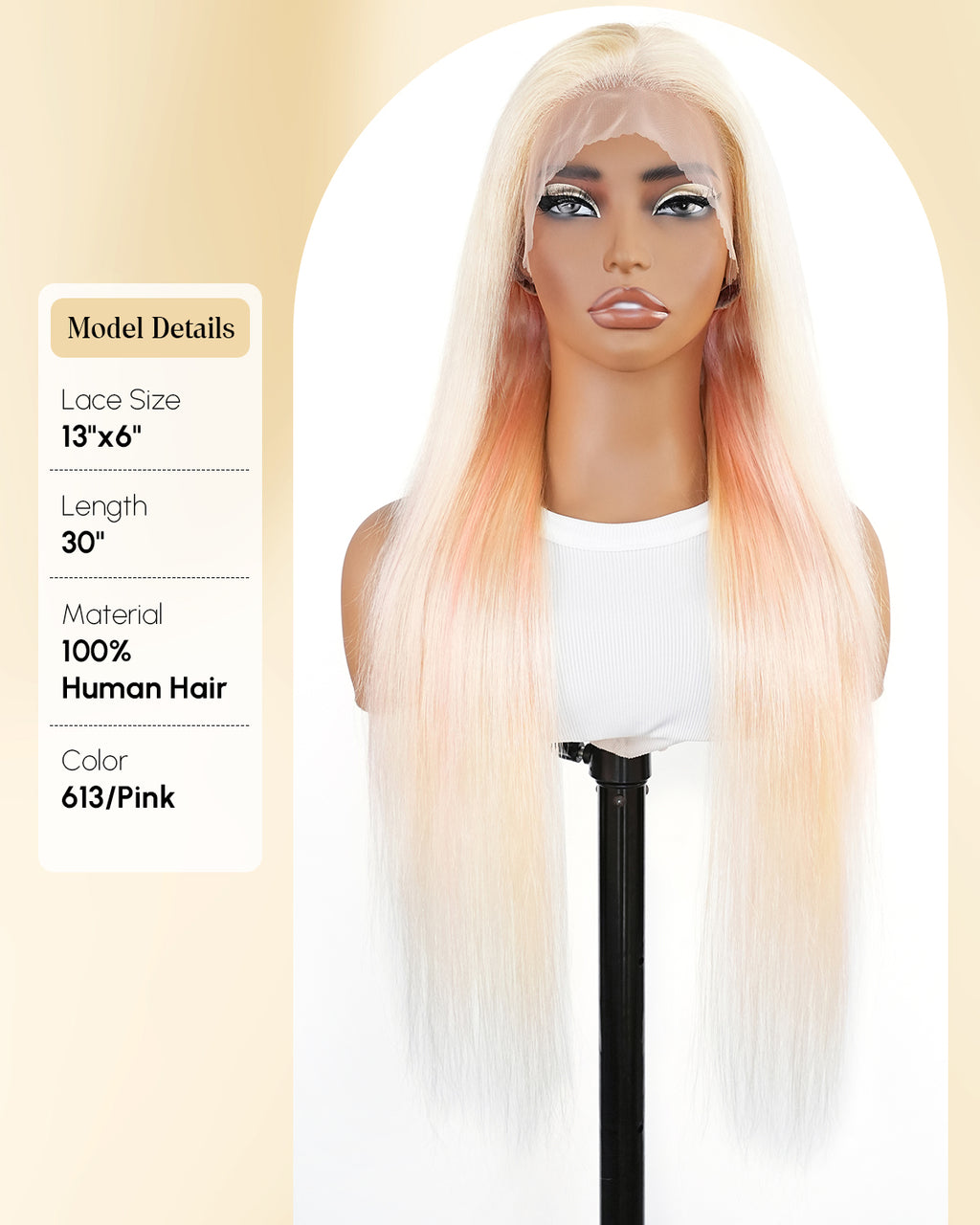 Blonde and Pink Wig Human Hair Straight 13x6 Lace Front Wigs Ombre Blonde Pink Highlight Wig Human Hair Swiss HD Lace Wigs 200 Density 15A 100% Virgin Human Hair