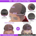 99J Burgundy Wig Human Hair 13x6 Deep Wave Lace Front Wigs Human Hair Pre-Plucked 99J Wine Red Colored Curly Human Hair Lace Frontal Wigs for Women
