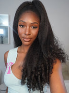 Menglle 250% Density Yaki Straight With Spiral Curl 13x4 Lace Front Wig Pre Cut Lace Glueless Ready to Wear Human Hair Wigs#Outdoorfun