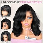 [Upgraded 7x6 Lace] Menglle Hair Glueless Pre Cut Lace 7X6 Bouncy Body Wave Lace Front Wigs Ready To Go Short Bob Human Hair Wigs Side Part Beginner Friendly#springfresh#GiftedInLove