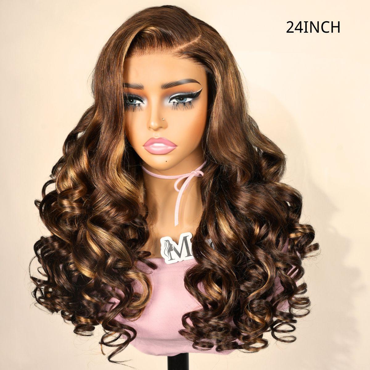 [Free Upgraded 7x6 Side Part] Menglle Hair Honey Blonde Highlight 200% Density 7X6 Lace Front Wig Pre Cut Lace Ready to Go Human Hair Wigs Medium Cap Size#springfresh#GiftedInLove